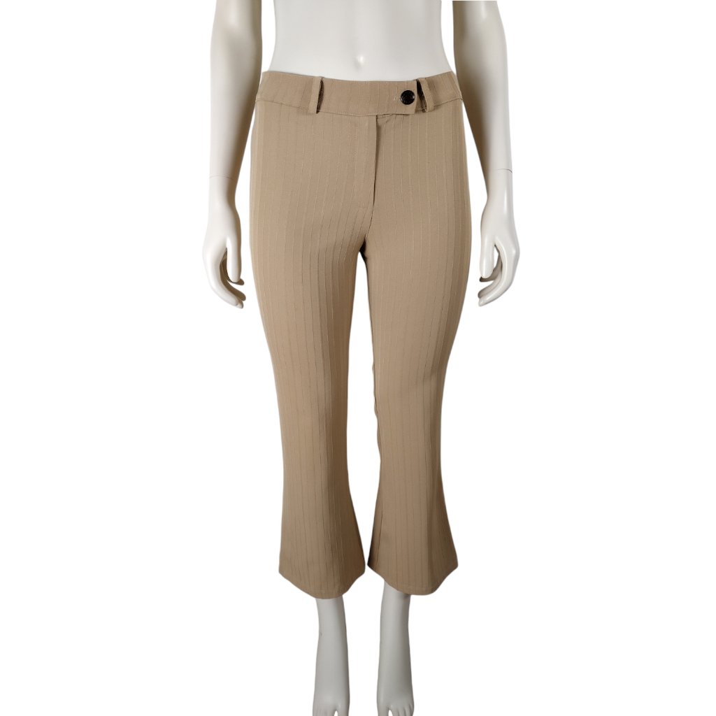 Vintage 1990s Tan Mid Rise Fitted Flare Leg Pants Size Xs